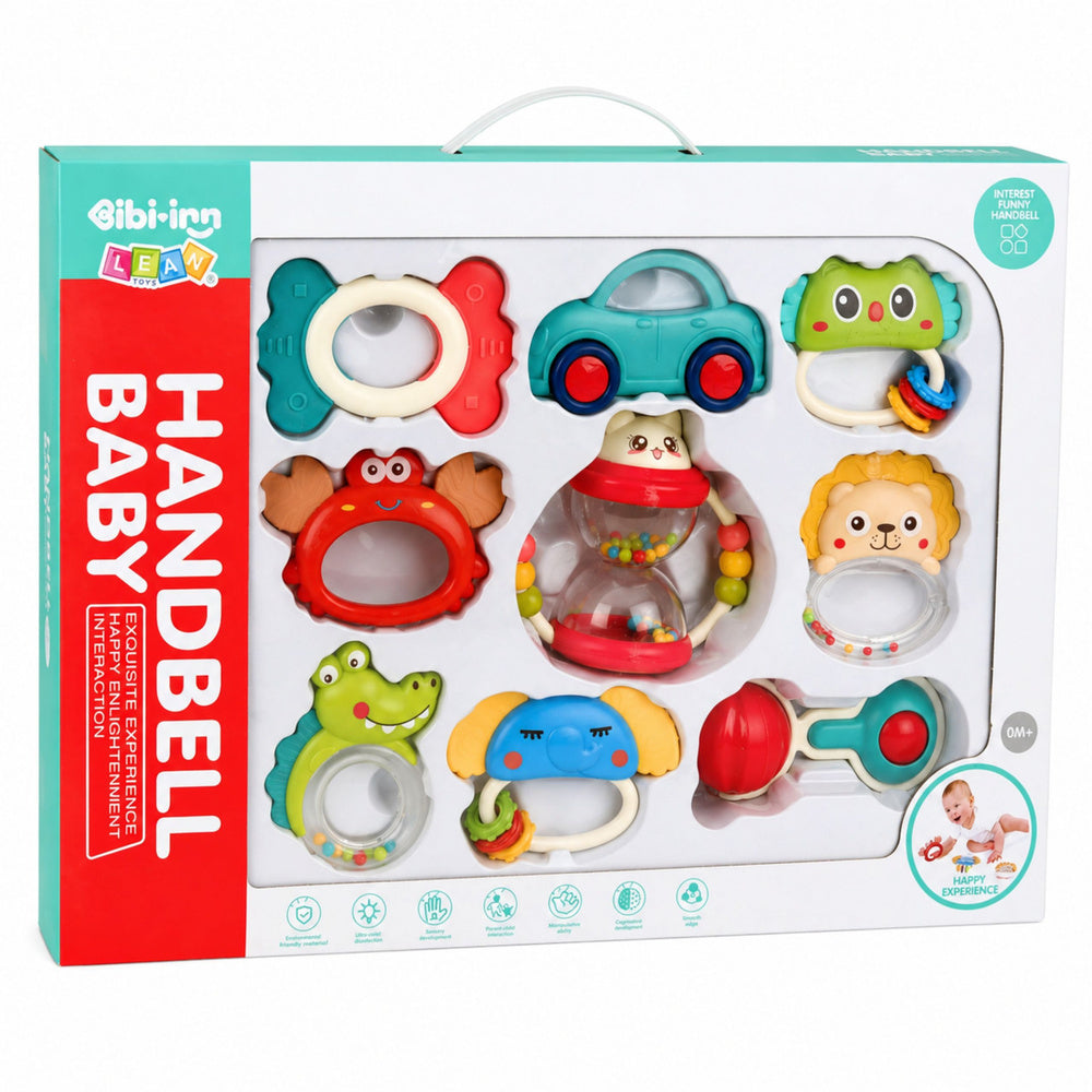 Set zvečki za bebe sa glodalicama 9u1 - šarene životinje