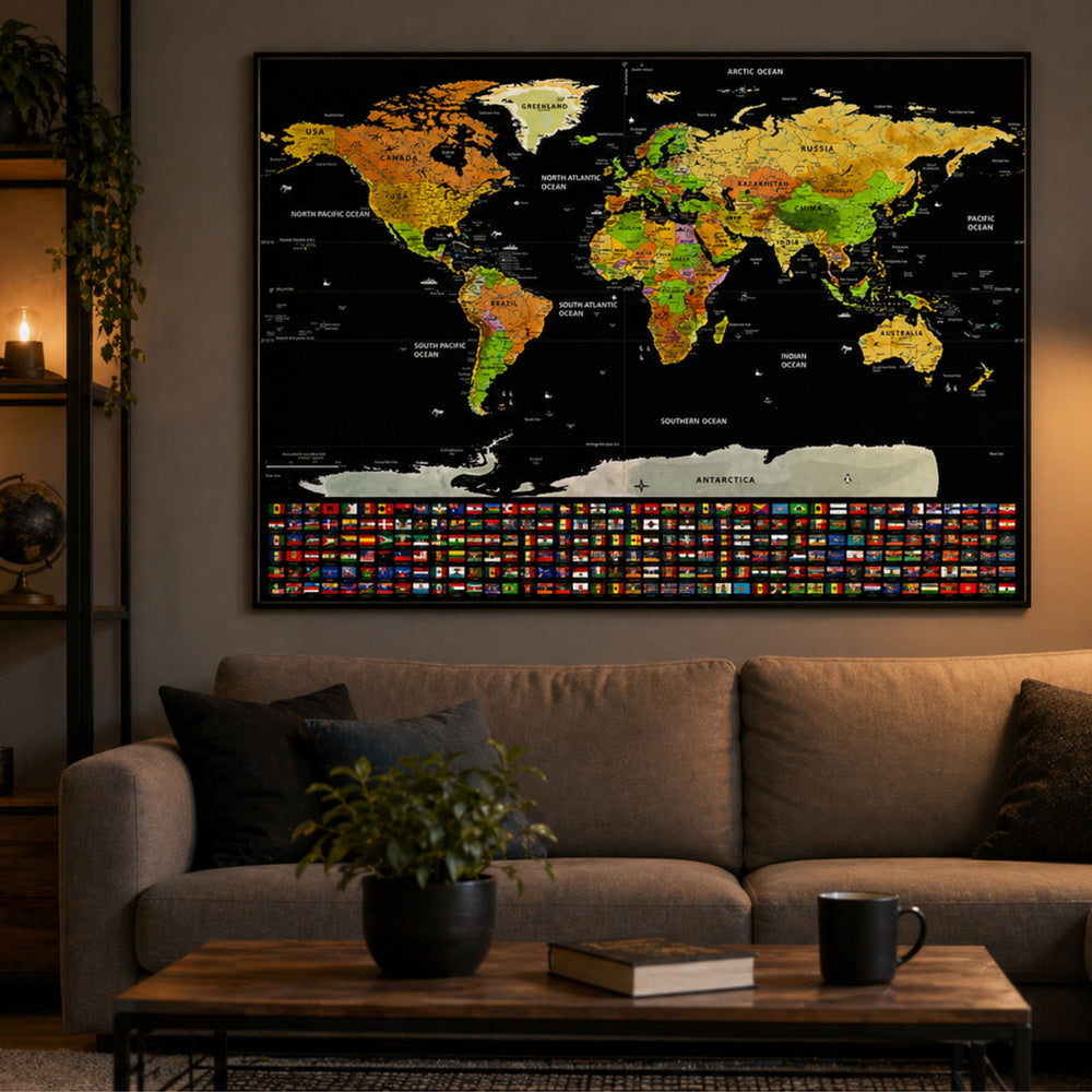 Karta svijeta s grebalicom za putnike 82 x 59 cm