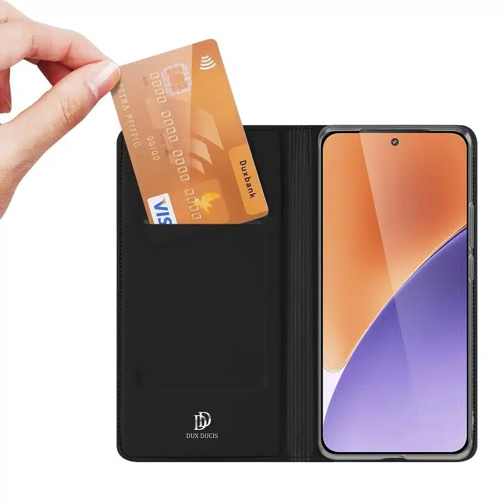 DUX DUCIS Skin Pro – gladka usnjena preklopna torbica za XIAOMI 15 črna
