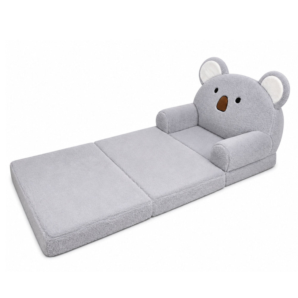 Koala 2-in-1 Reclining Sofa Armchair for Children Soft Plush Gray