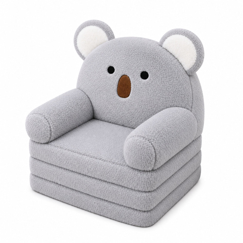 Koala 2-in-1 Reclining Sofa Armchair for Children Soft Plush Gray