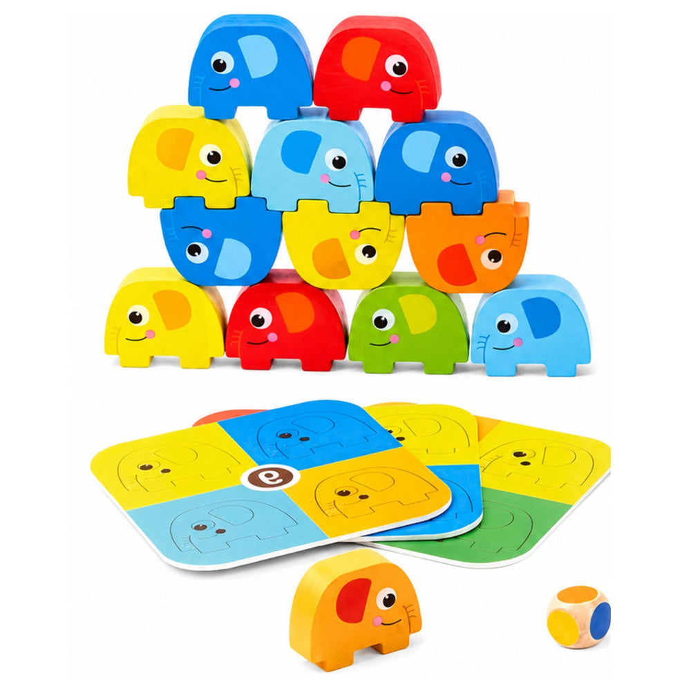 Elephant Tower Skill Game Balancing Elephants Colored Cards 46 pcs.