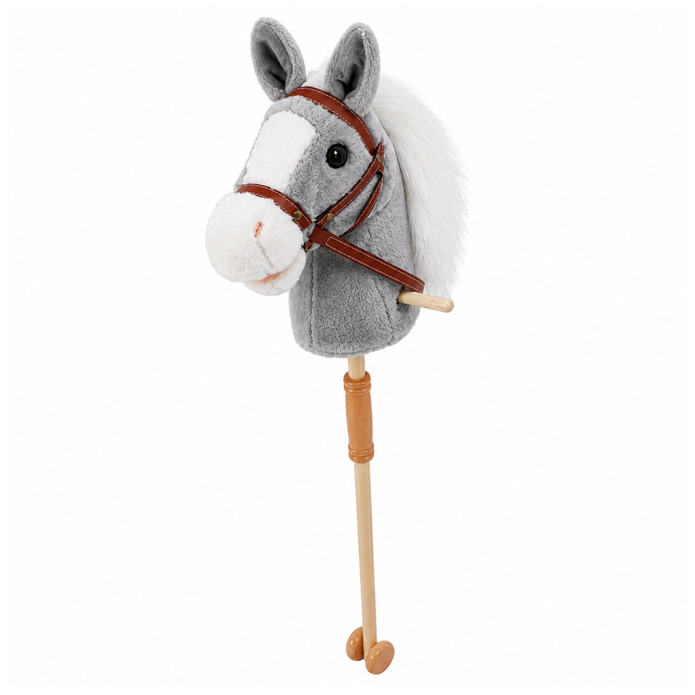 Hobby Horse Horse on a Stick Horse Head Galloping Neighing Sounds Gray 100 cm