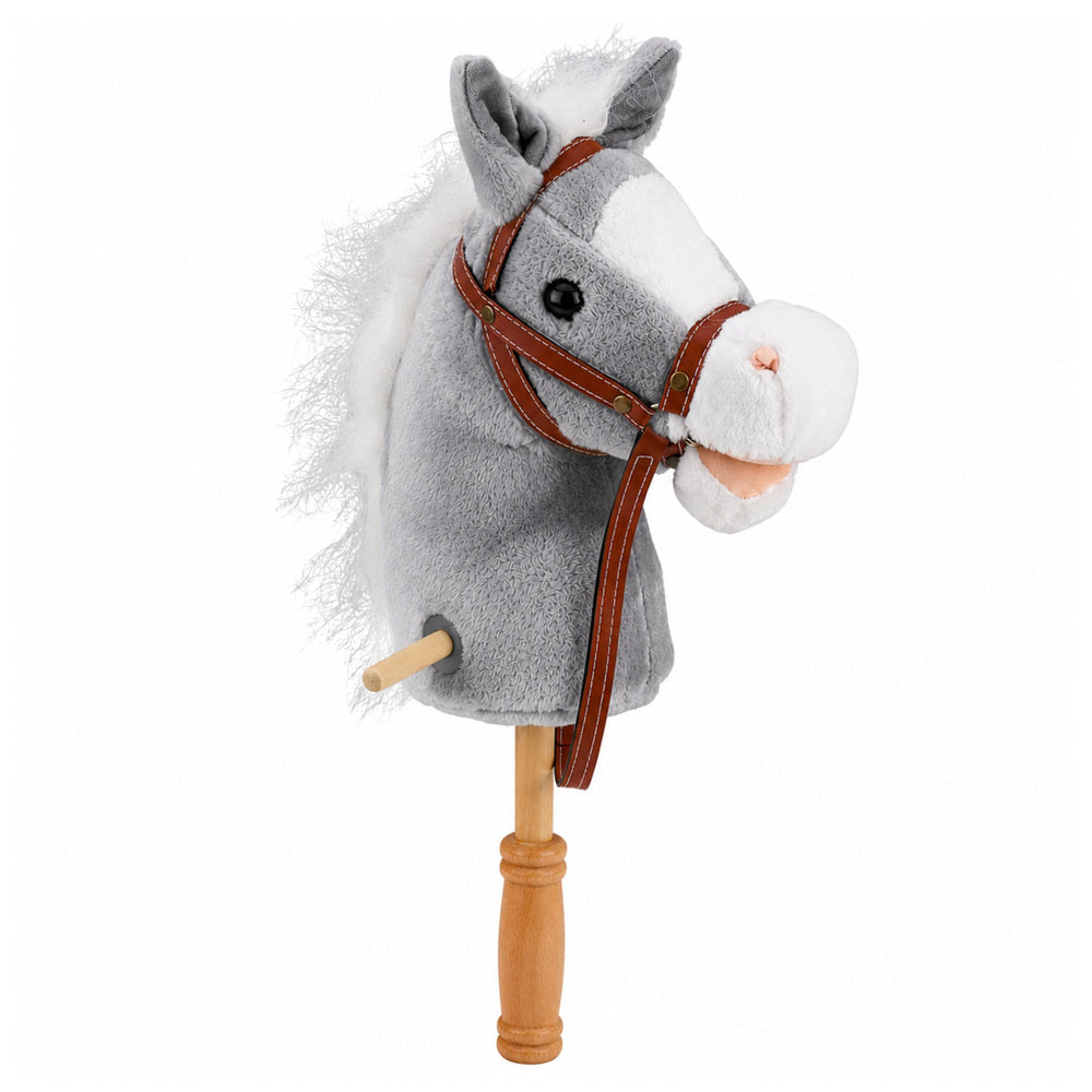 Hobby Horse Horse on a Stick Horse Head Galloping Neighing Sounds Gray 100 cm