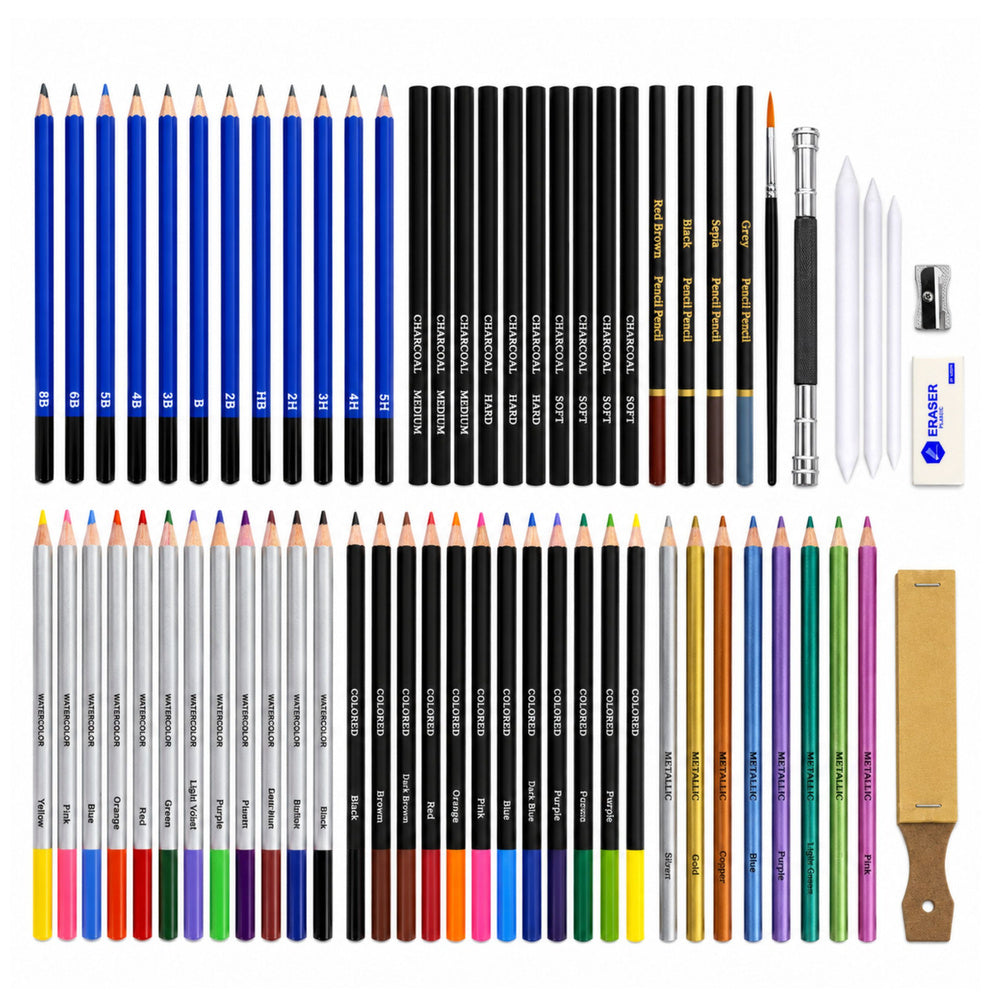 Art Set For Drawing Sketching Crayons Pencils Pencil Case 74 pcs.