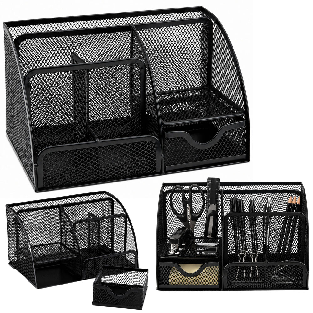 Metal Desk Organizer, Office Drawer, Compartment, Black