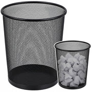 Office Waste Bin Metal Mesh Round Black 10 L