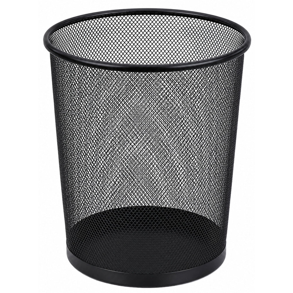 Office Waste Bin Metal Mesh Round Black 10 L