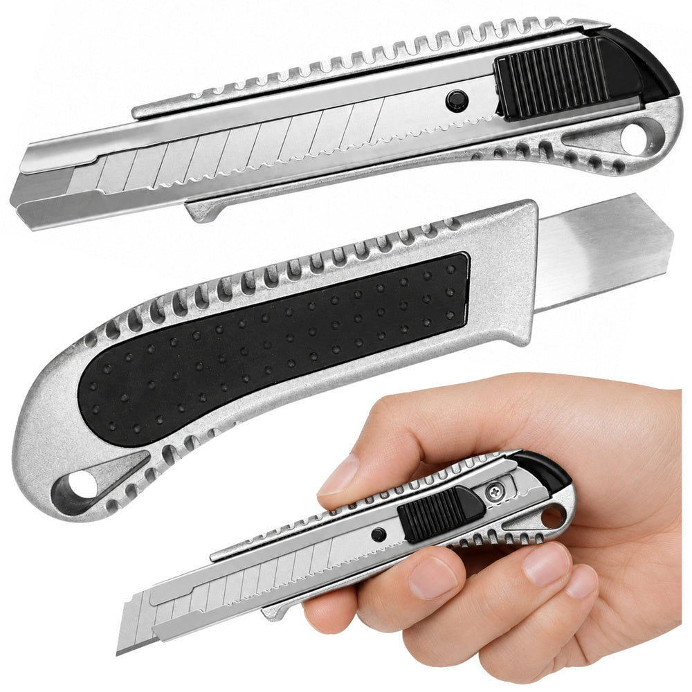 Aluminum Retractable Segment Knife with Lock, Snap-Off Blade, 18 mm