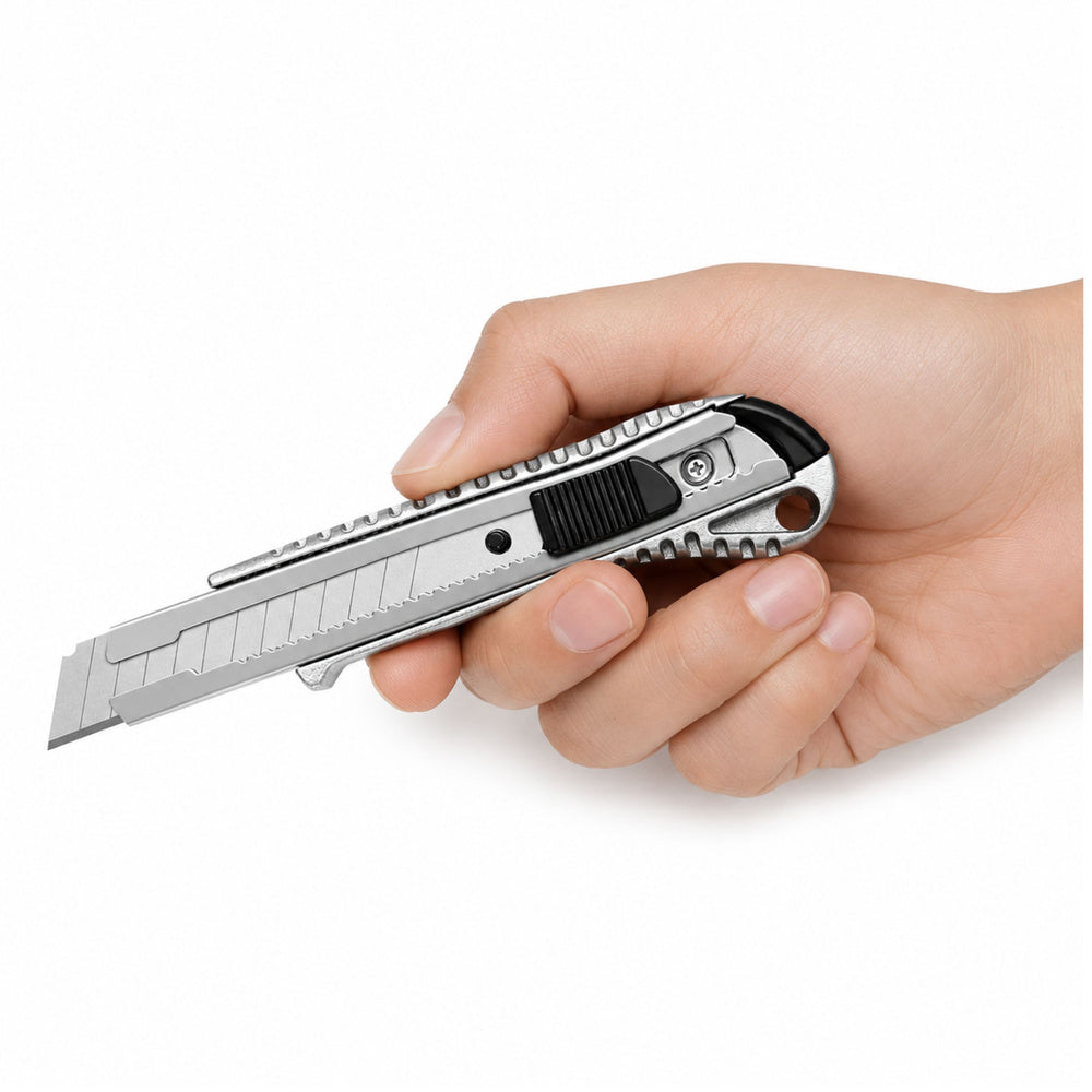 Aluminum Retractable Segment Knife with Lock, Snap-Off Blade, 18 mm