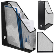 Metal Office Organizer Stand for Documents and Folders, Vertical, Black, A4