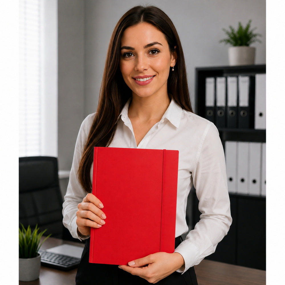 Cardboard Folder with Elastic Band, Lacquered, A4, 300 g/m2, Red