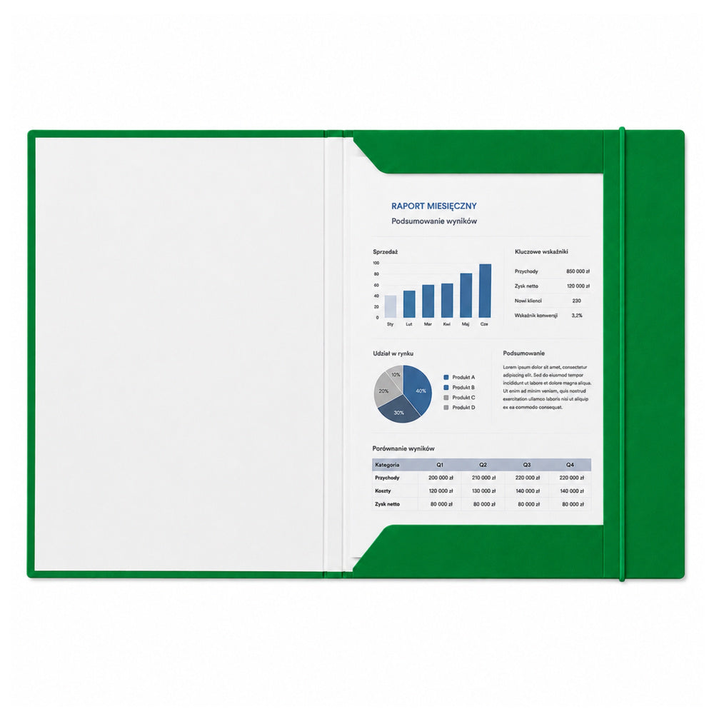 Cardboard Folder with Elastic Band, Lacquered, A4, 300 g/m2, Green
