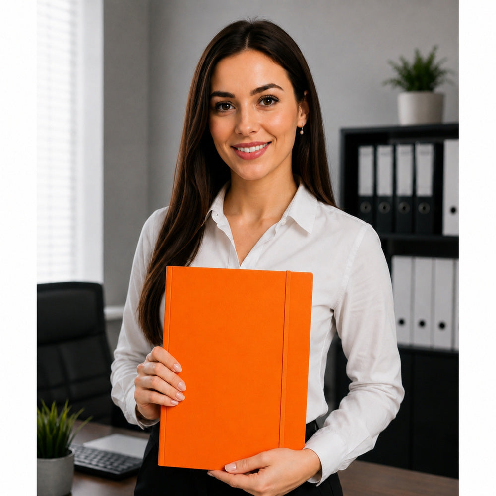 Cardboard Folder with Elastic Band, Lacquered, A4, 300 g/m2, Orange
