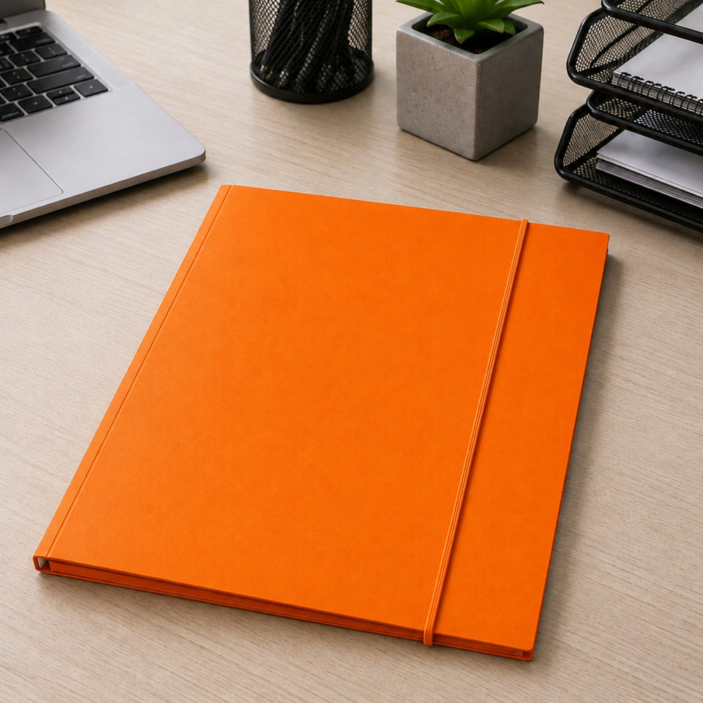 Cardboard Folder with Elastic Band, Lacquered, A4, 300 g/m2, Orange