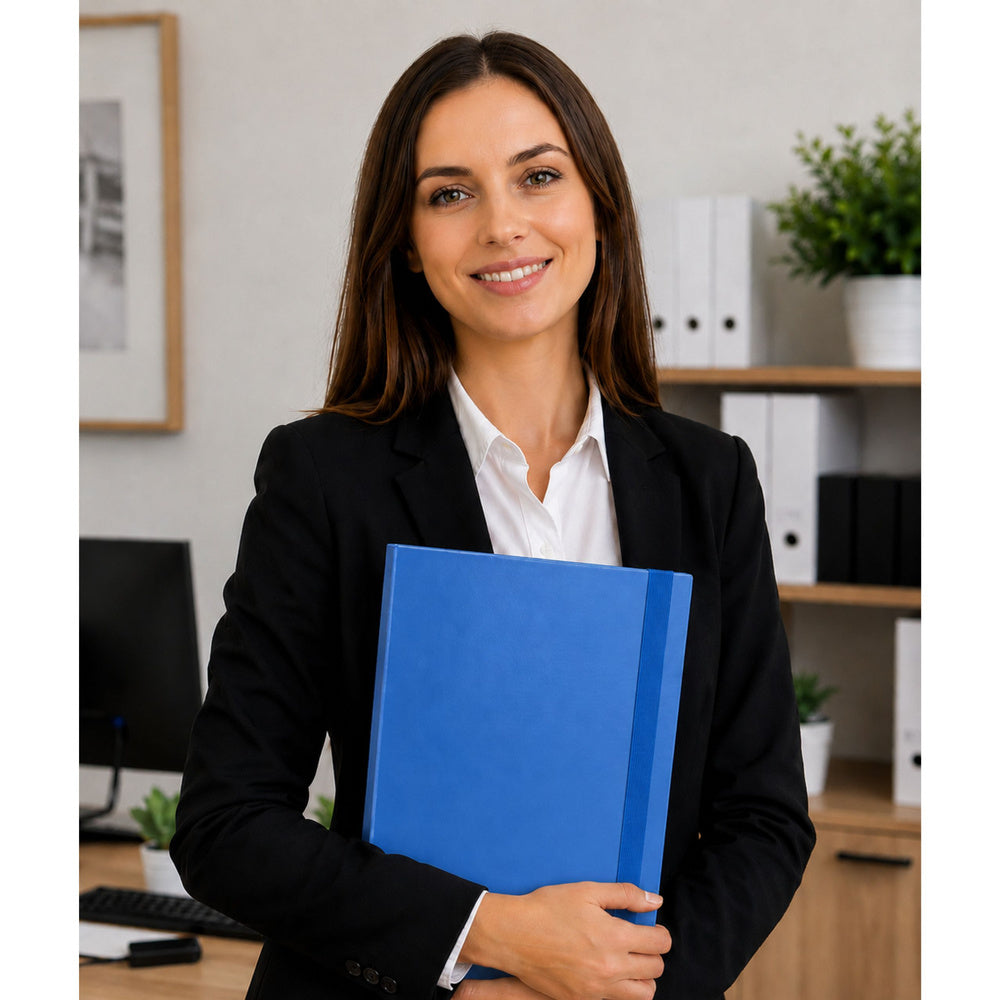 Blue Office Folder with Elastic Band for Documents A4/4.5 cm