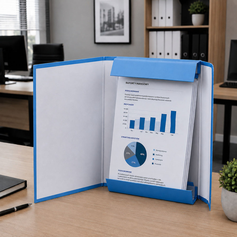 Blue Office Folder with Elastic Band for Documents A4/4.5 cm
