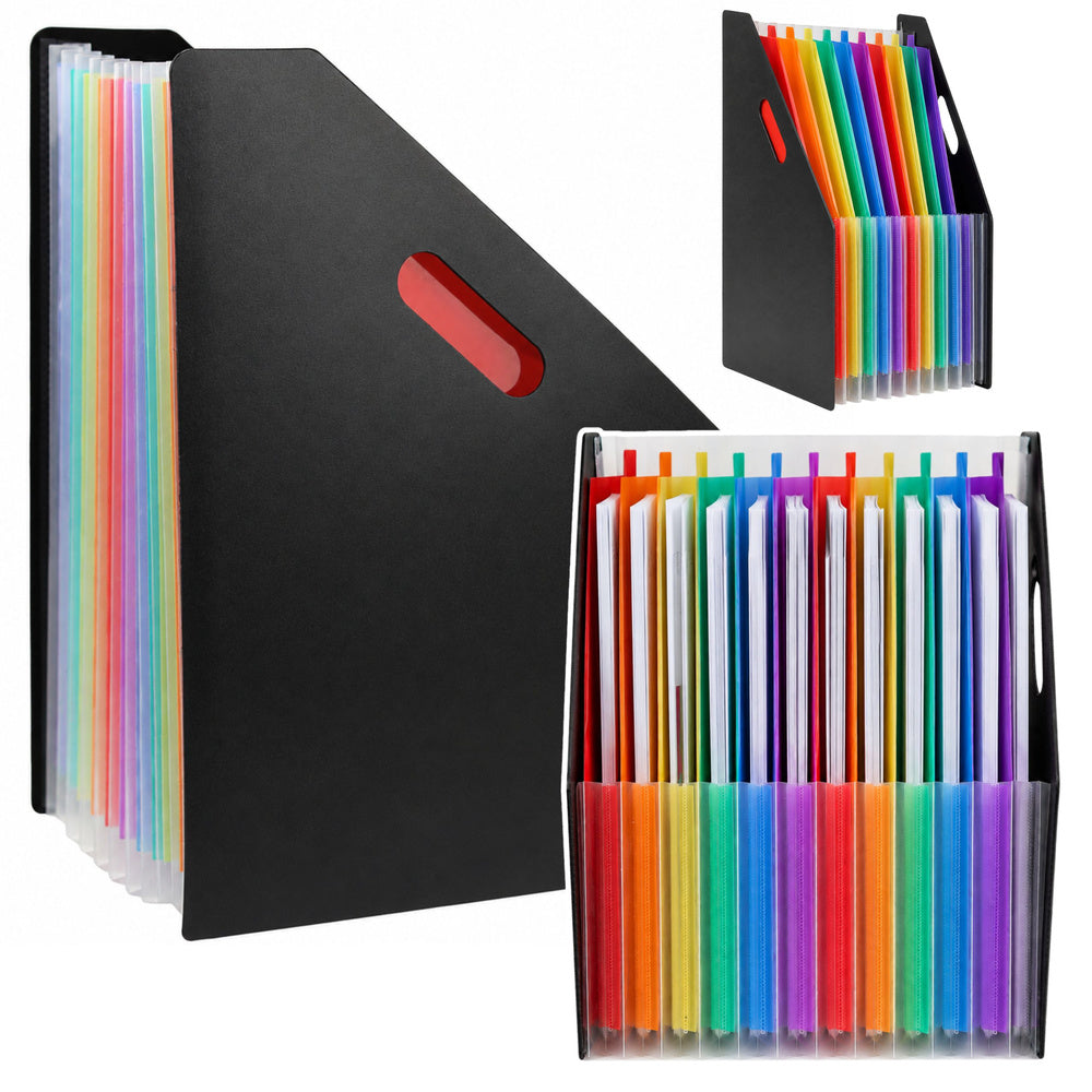 Folder Organizer for Office Documents, 13 Compartments, A4, Black