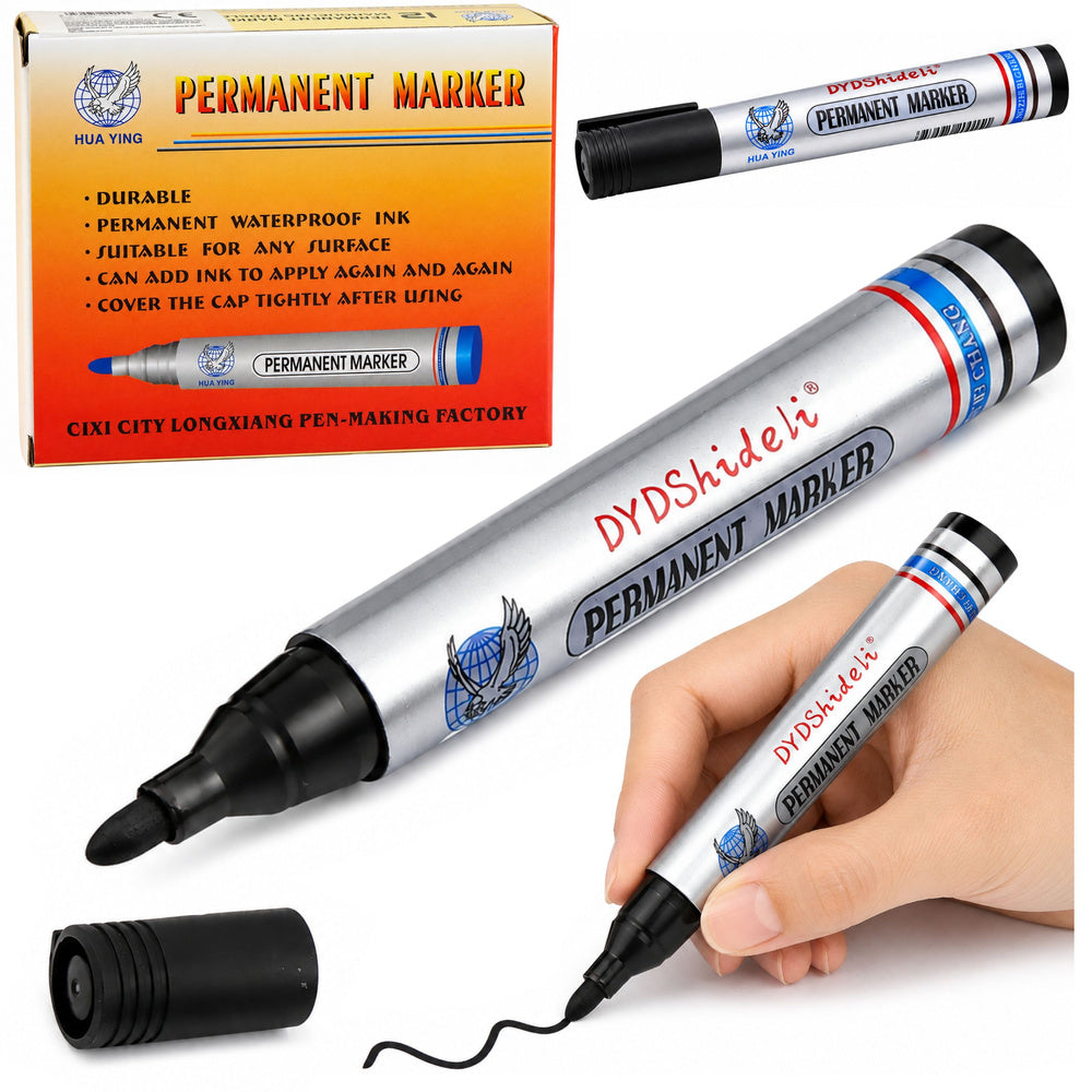 Marker Pen Waterproof Permanent Chisel Tip Black