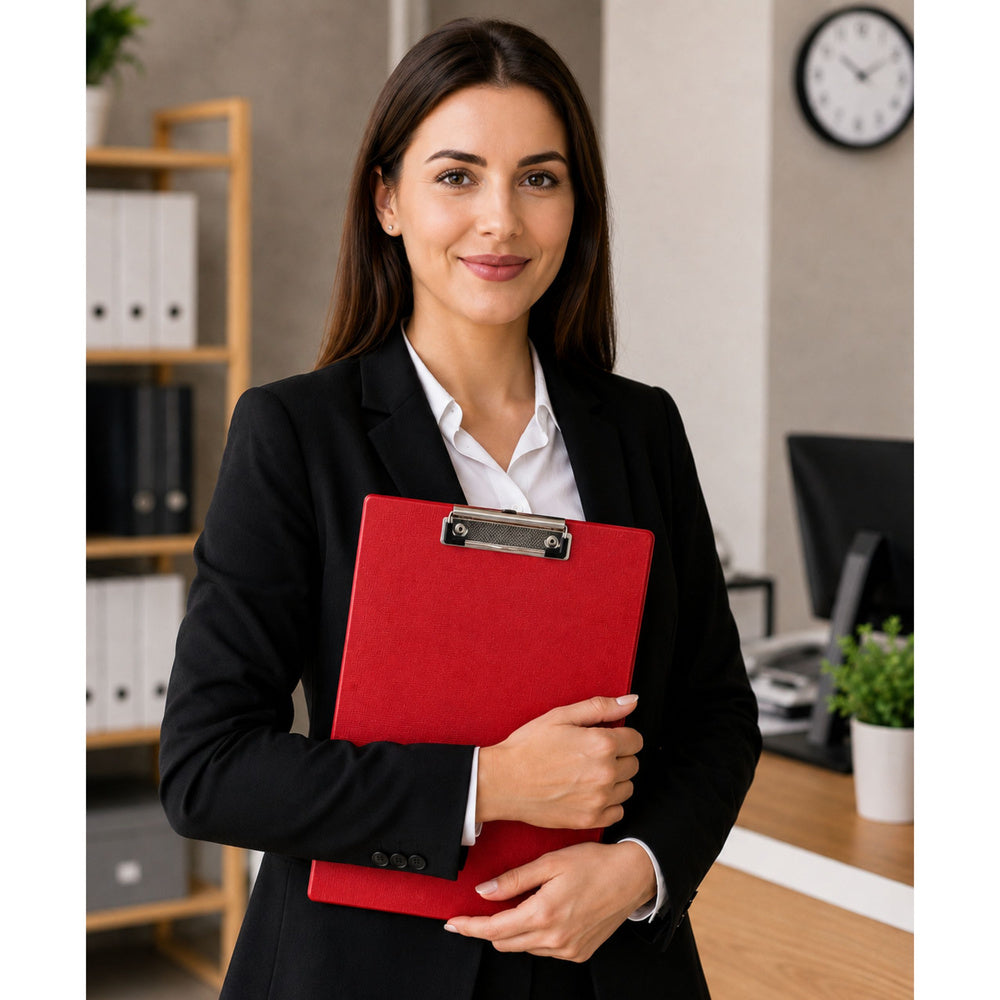 Clipboard with Metal Clip for Writing A4 Red
