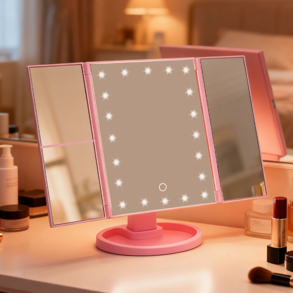 LED kozmetičko ogledalo s zaslonom na dodir - roza