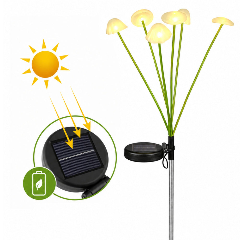 Solarna vrtna lampa s ukrasnim gljivama 70cm