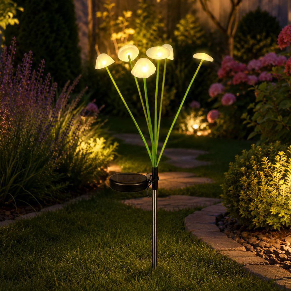 Solarna vrtna lampa s ukrasnim gljivama 70cm