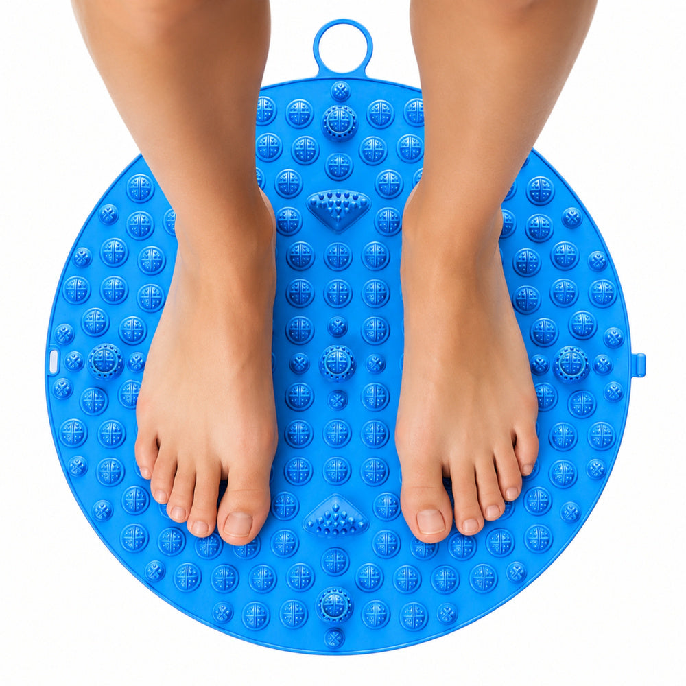 Round Acupressure Foot Massage Mat with Studs Blue 33 cm