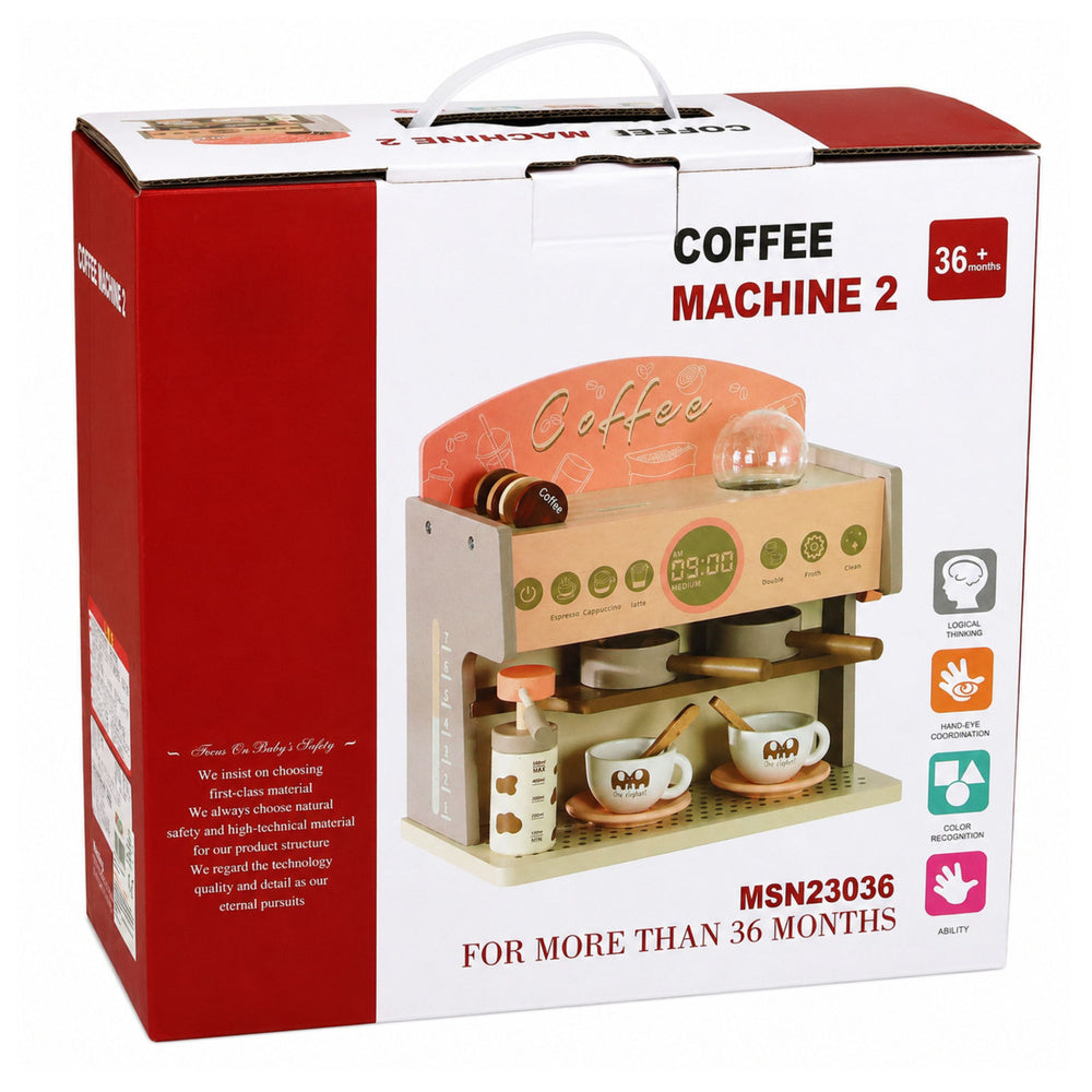 Drveni dječji aparat za kavu Barista - rozi
