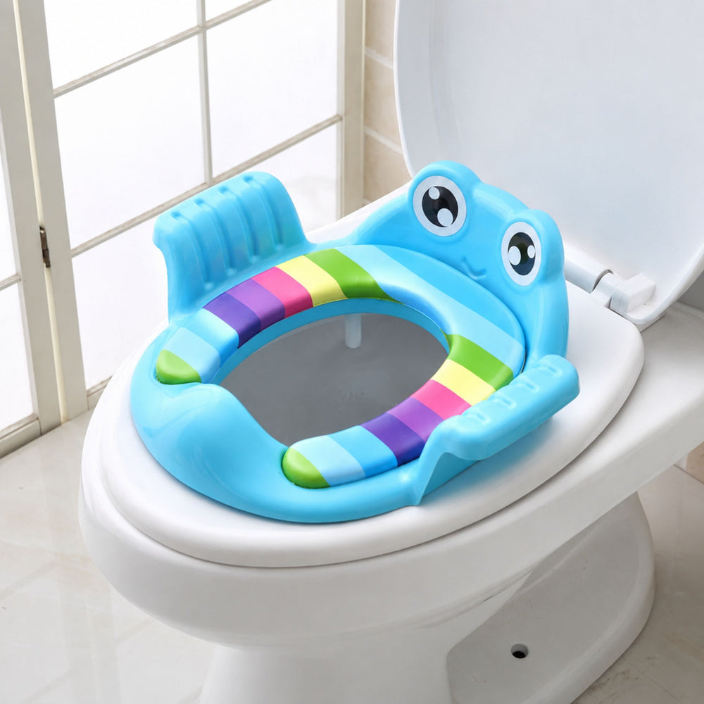 Toilet Seat Cover for Children Soft Seat with Handles Blue