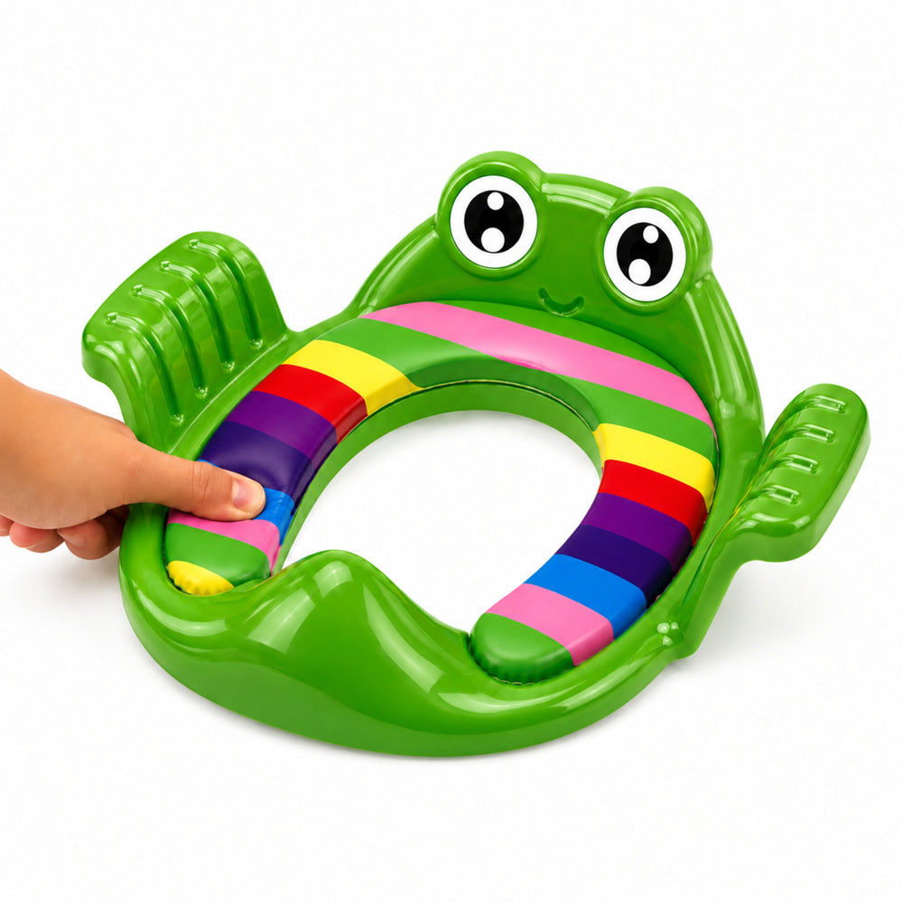 Toilet Seat Cover for Children Soft Seat with Handles Green
