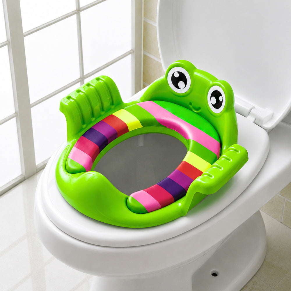 Toilet Seat Cover for Children Soft Seat with Handles Green