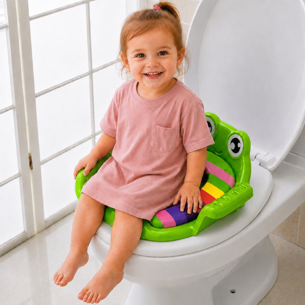 Toilet Seat Cover for Children Soft Seat with Handles Green