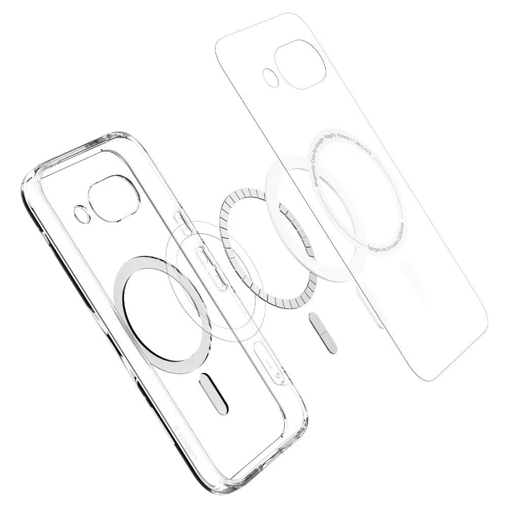 SPIGEN ULTRA HYBRID MAG ovitek, združljiv z MagSafe, za GOOGLE PIXEL 9A prozoren/bel