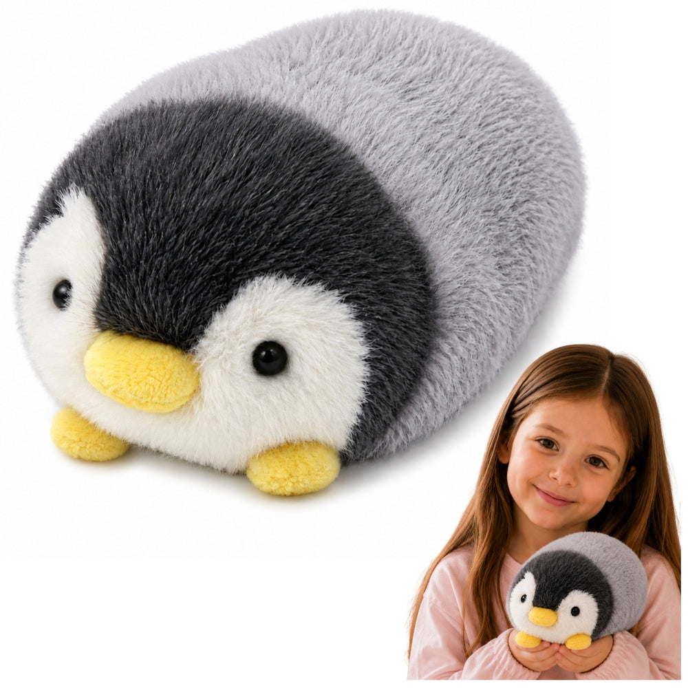 Plush Penguin Soft Plush Toy White and Gray 16 cm