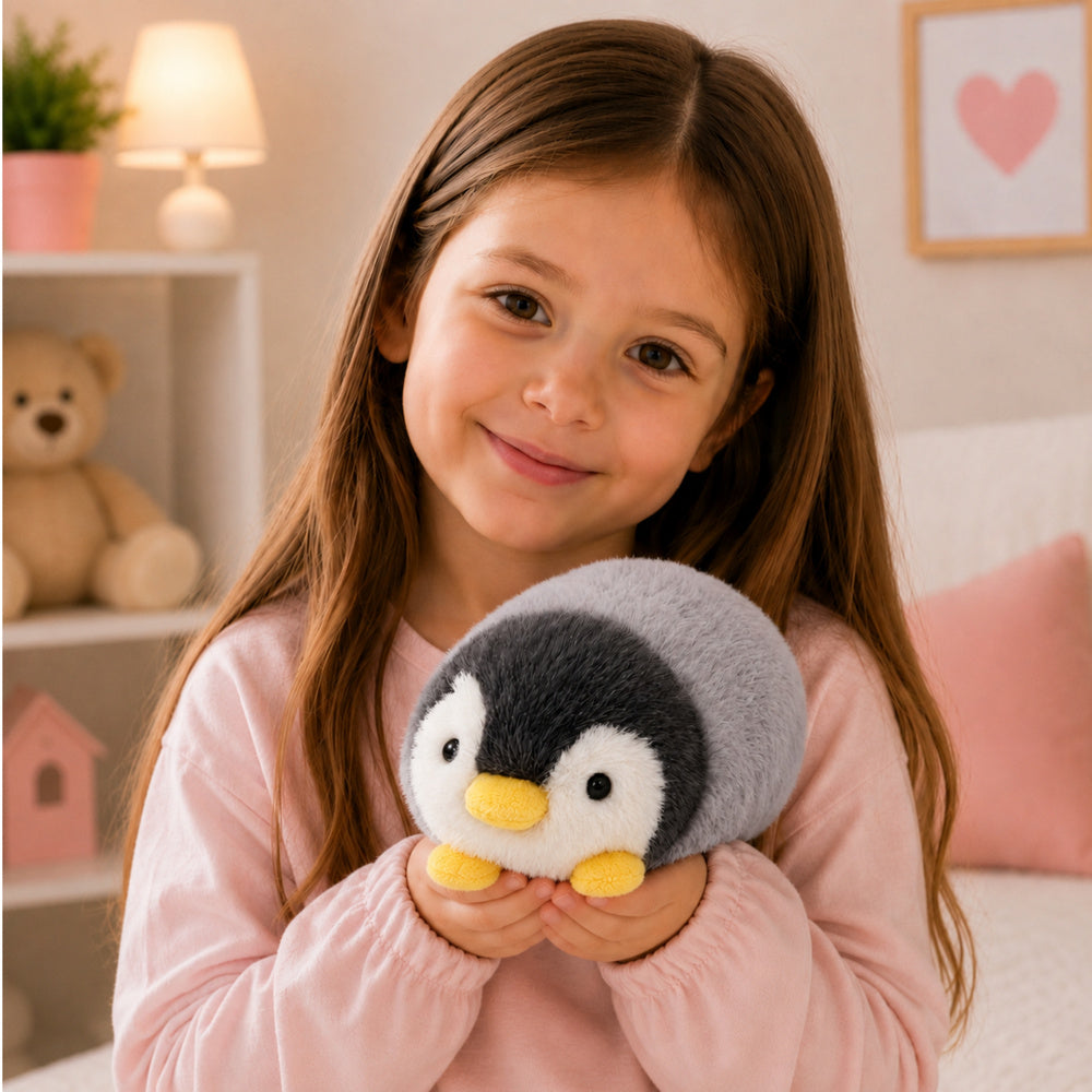 Plush Penguin Soft Plush Toy White and Gray 16 cm