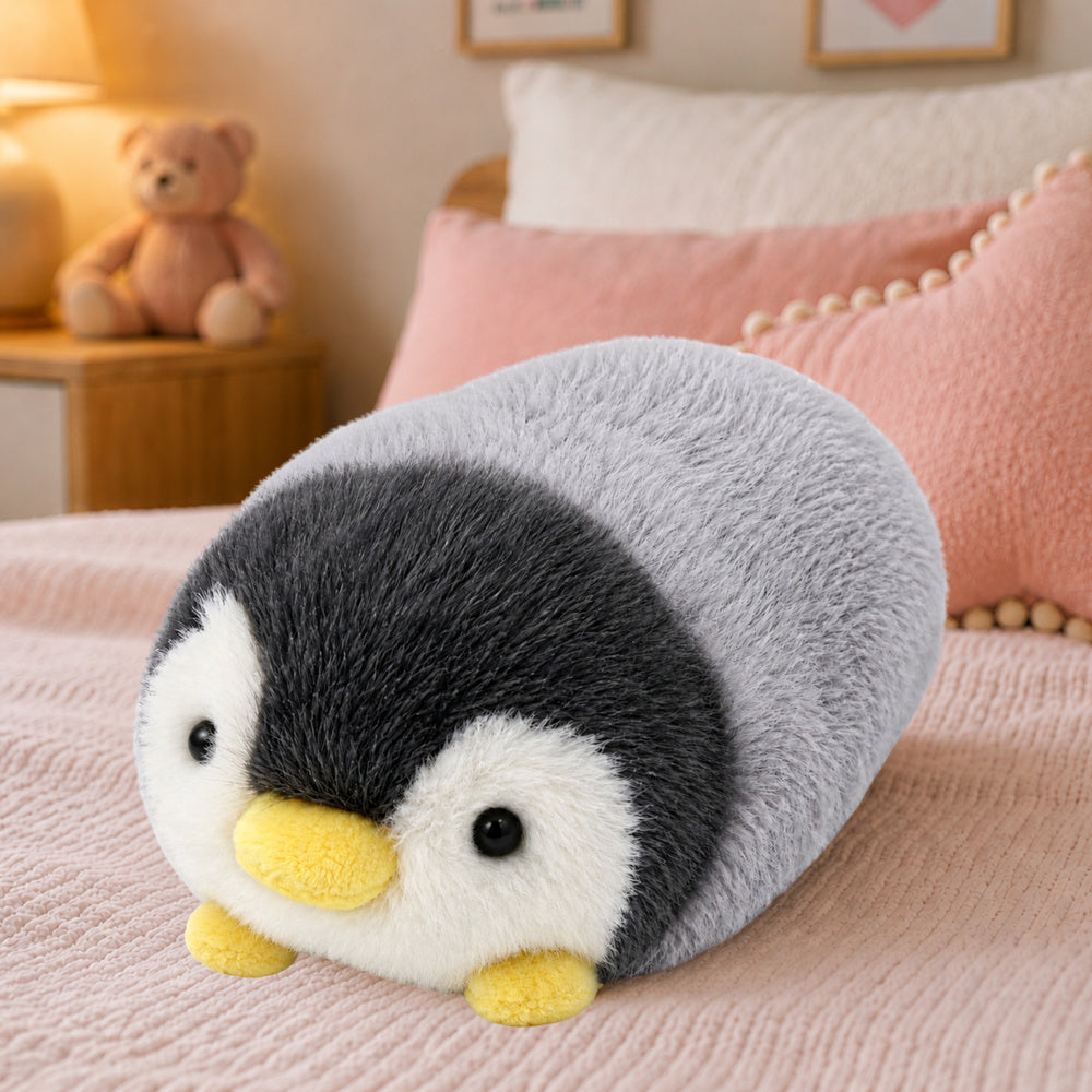 Plush Penguin Soft Plush Toy White and Gray 16 cm