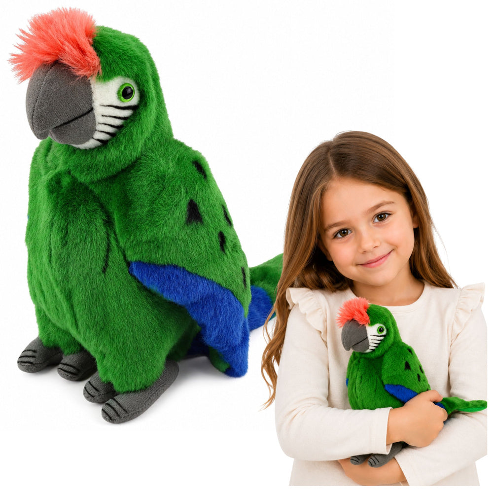Plush Parrot Macaw Exotic Bird Mascot Cuddly Toy Green 24 cm