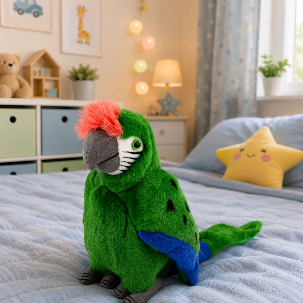 Plush Parrot Macaw Exotic Bird Mascot Cuddly Toy Green 24 cm