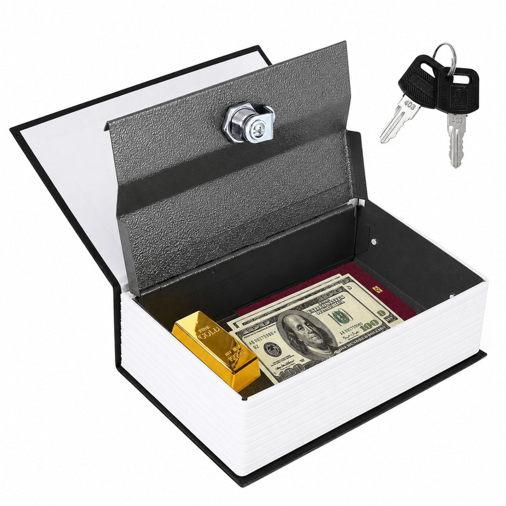Book-shaped safe with key box, black, 24x15 cm
