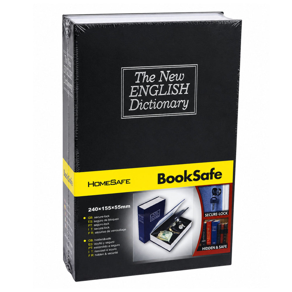 Book-shaped safe with key box, black, 24x15 cm