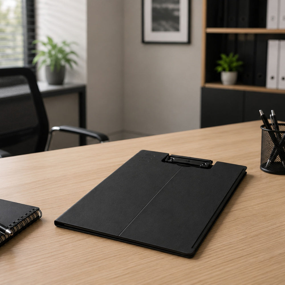 Clipboard Board With Cover Metal Clip A4 Plastic Office Black
