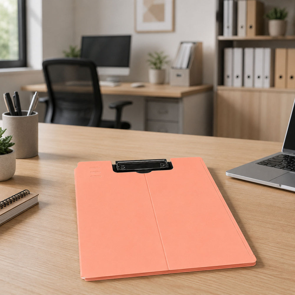 Clipboard Board With Cover Metal Clip A4 Plastic Office Pink