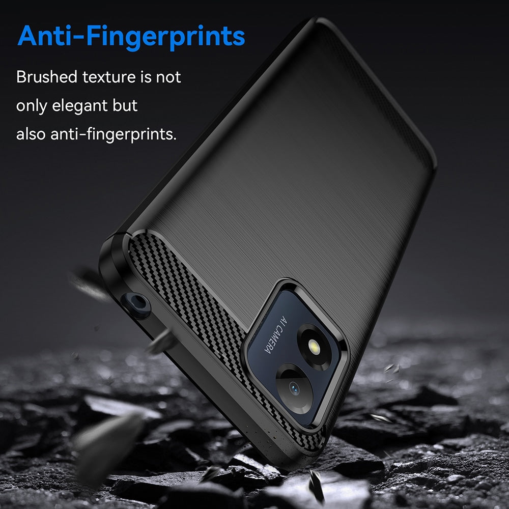 Techsuit Carbon Silicone maska za Motorola Moto E13 – črna