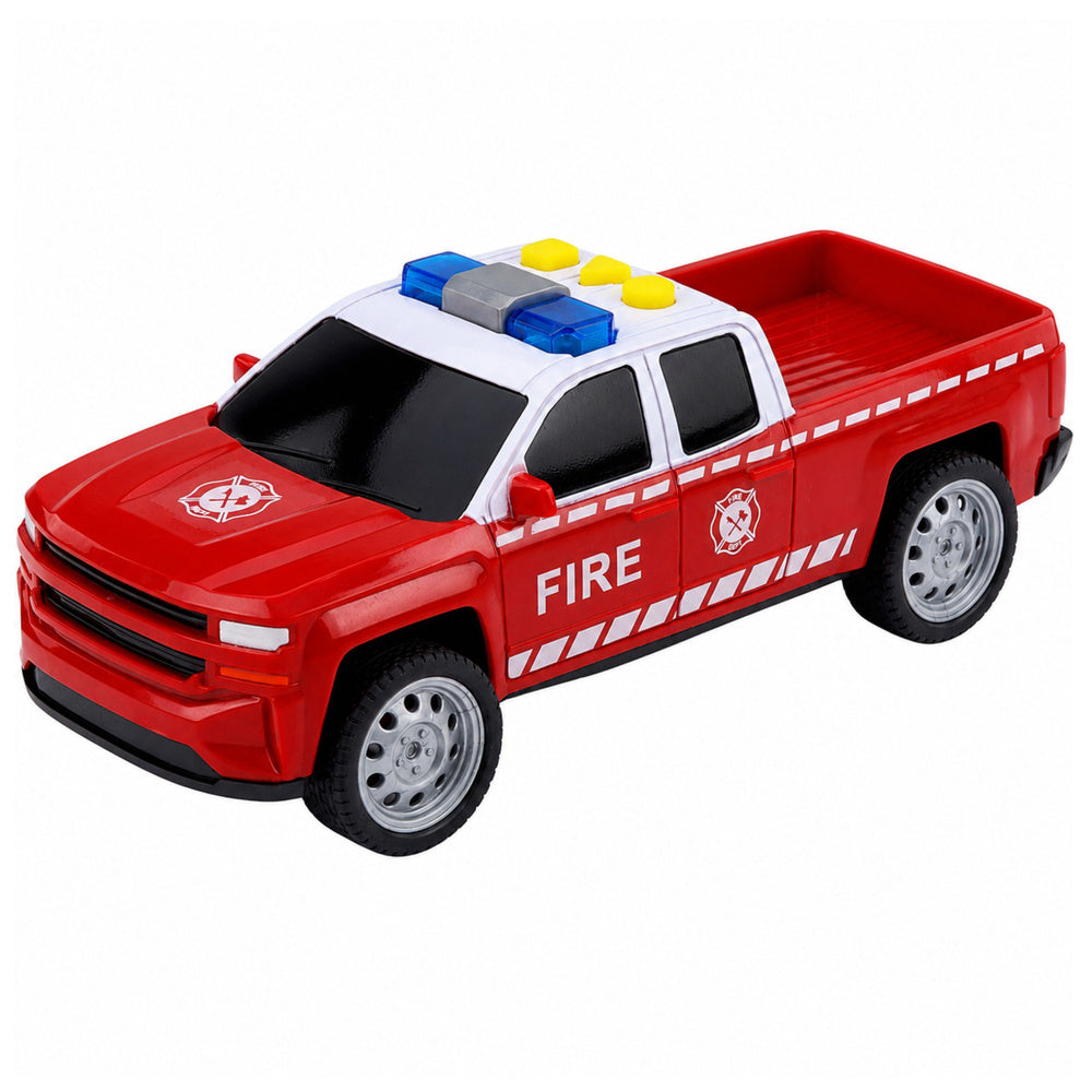 Fire Department Vehicle Set: Helicopter Car, Lights, Sounds 1:32