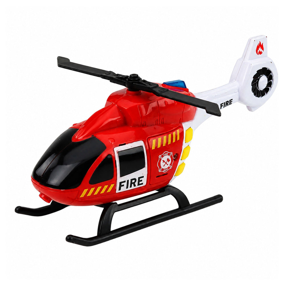Fire Department Vehicle Set: Helicopter Car, Lights, Sounds 1:32