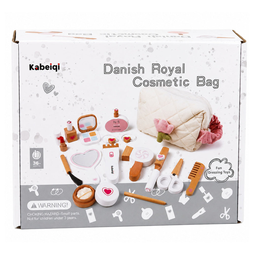 Wooden Beauty Set Makeup Cosmetic Bag Accessories 16 pcs.