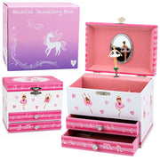 Jewelry Box with Music Box, Ballerina, Mirror, Drawers