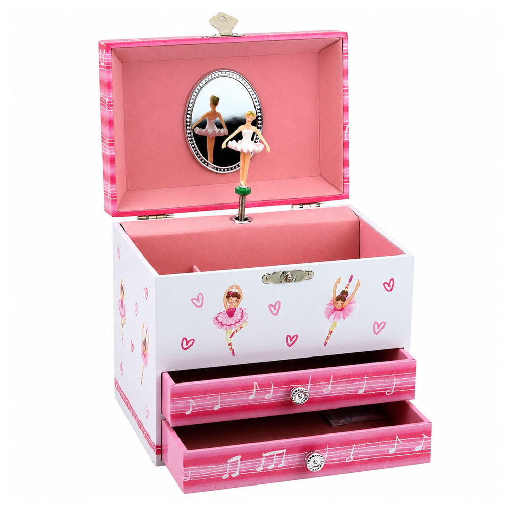Jewelry Box with Music Box, Ballerina, Mirror, Drawers