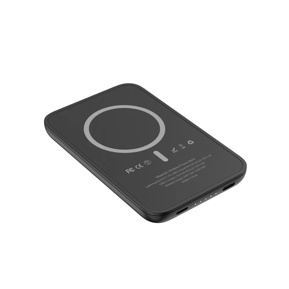 POWER BANK VEGER MagOn Kick z induktivnim polnjenjem podpira polnjenje z MagSafe 15W - 5 000mAh PD 20W črna
